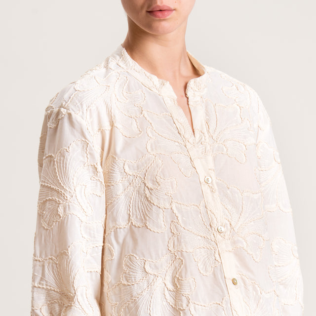 Zeroassoluto-Camicia CALY cotone con ricami - burro