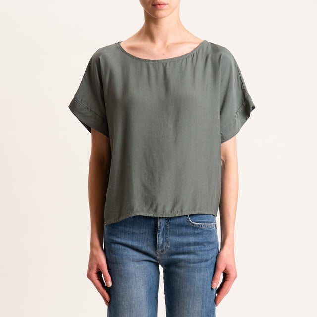 Zeroassoluto-Blusa scatolina 100% viscosa - militare