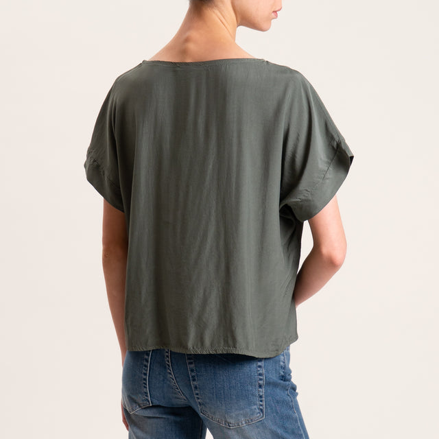 Zeroassoluto-Blusa scatolina 100% viscosa - militare