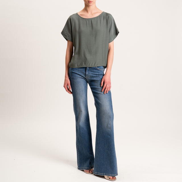 Zeroassoluto-Blusa scatolina 100% viscosa - militare