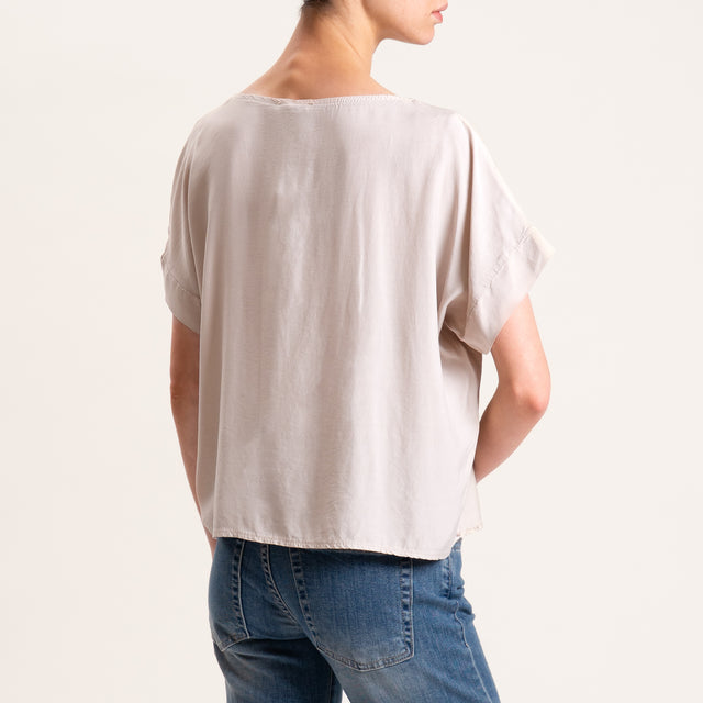 Zeroassoluto-Blusa scatolina 100% viscosa - beige