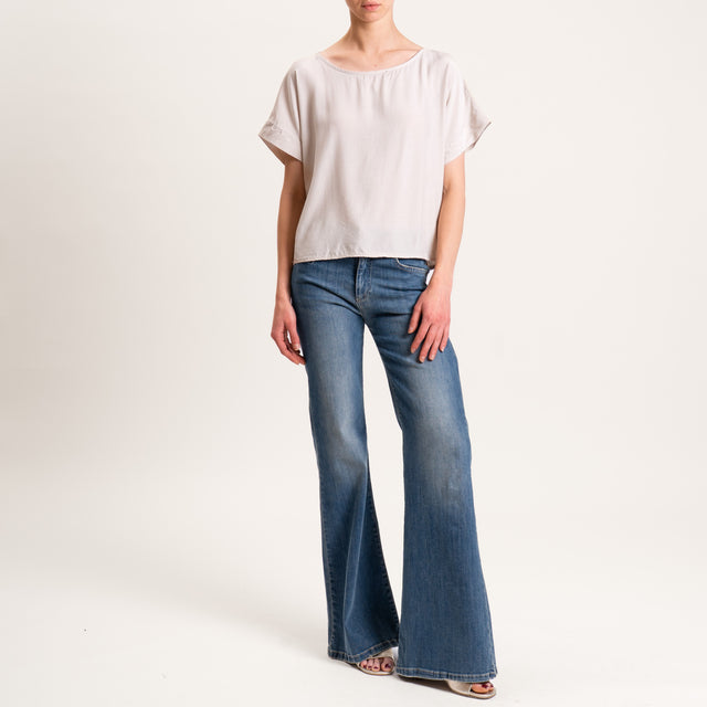 Zeroassoluto-Blusa scatolina 100% viscosa - beige