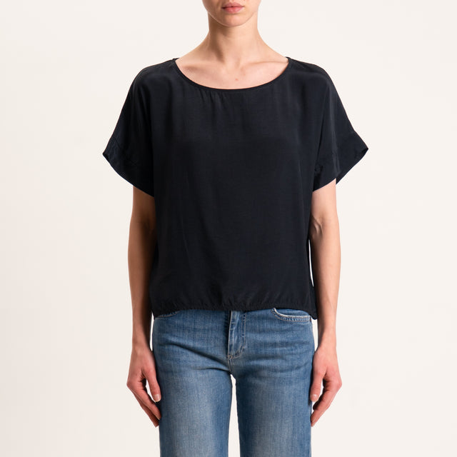 Zeroassoluto-Blusa scatolina 100% viscosa - nero