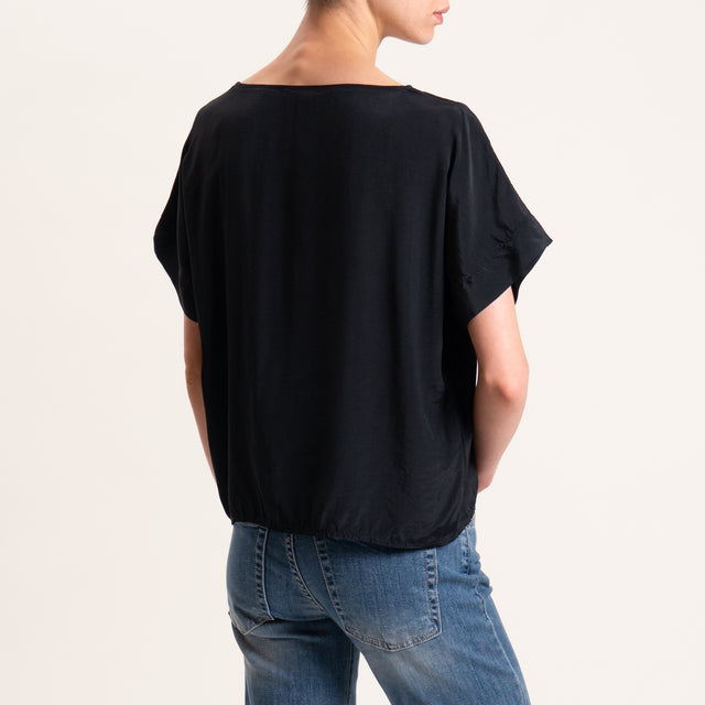 Zeroassoluto-Blusa scatolina 100% viscosa - nero