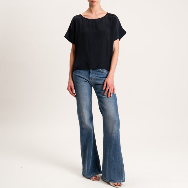 Zeroassoluto-Blusa scatolina 100% viscosa - nero