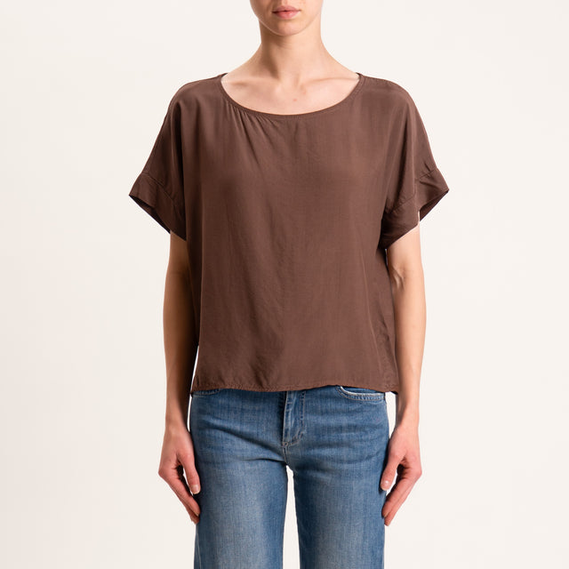 Zeroassoluto-Blusa scatolina 100% viscosa - cocoa