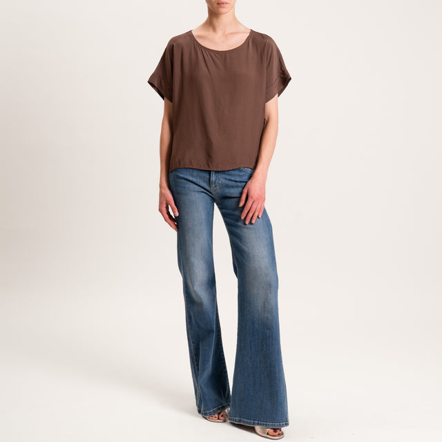 Zeroassoluto-Blusa scatolina 100% viscosa - cocoa