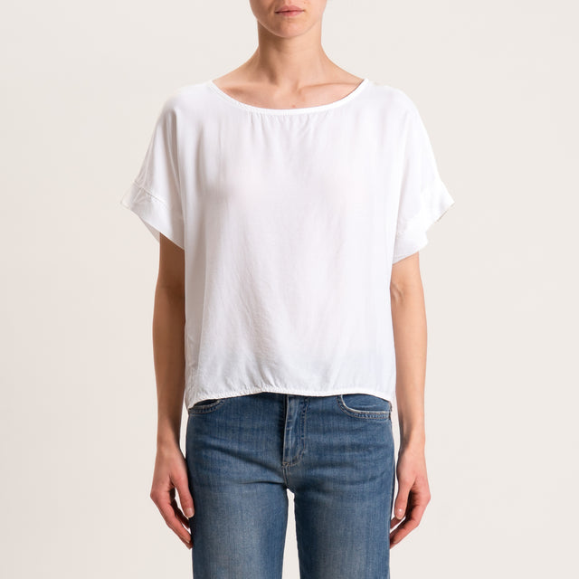Zeroassoluto-Blusa scatolina 100% viscosa - panna