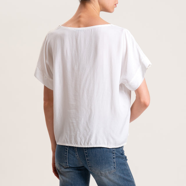 Zeroassoluto-Blusa scatolina 100% viscosa - panna