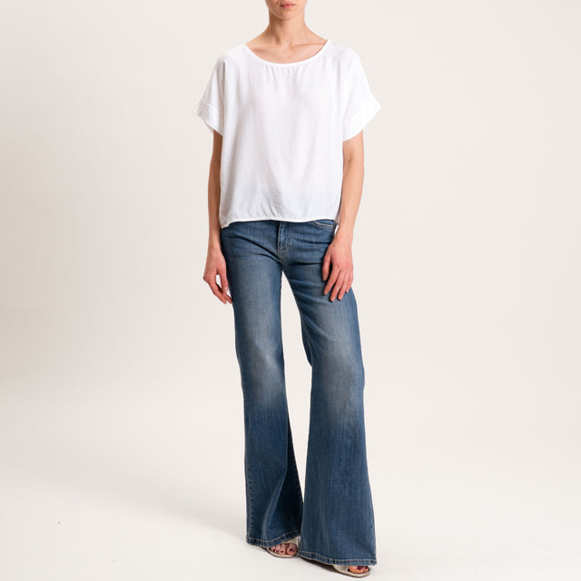 Zeroassoluto-Blusa scatolina 100% viscosa - panna