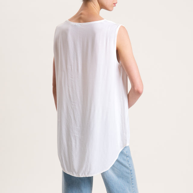 Zeroassoluto-Blusa smanicata 100% viscosa - panna