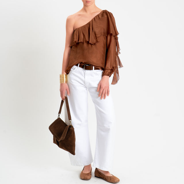 Dixie-Blusa monospalla misto seta - bruciato