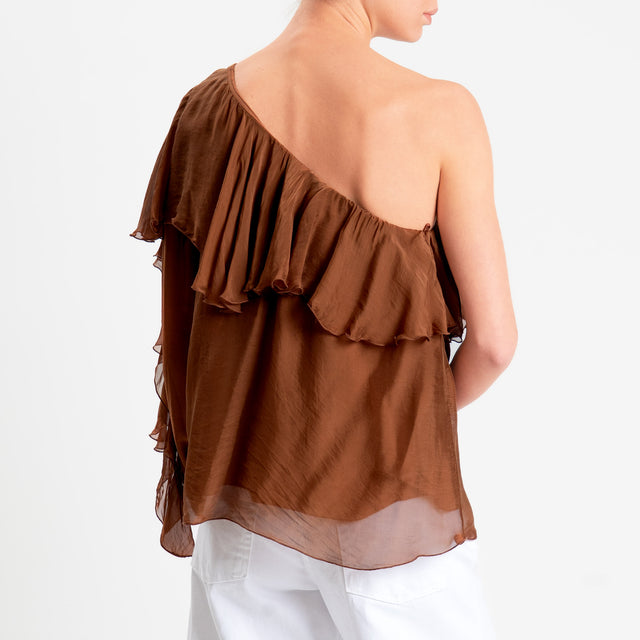 Dixie-Blusa monospalla misto seta - bruciato