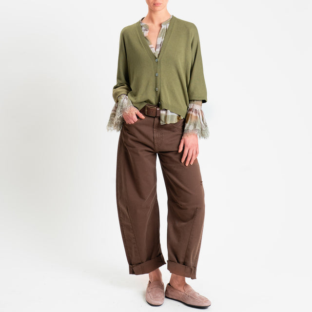 Tensione in -Camicia quadri garza di viscosa - militare/choco