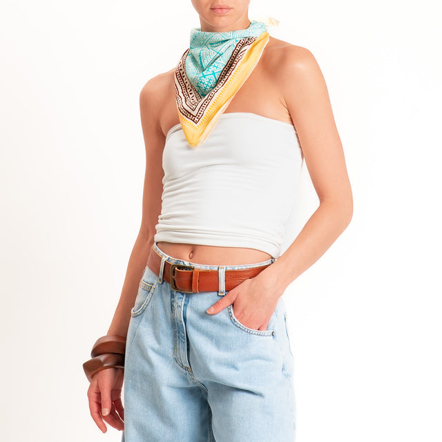 Tensione in-Foulard fantasia bandana - turchese/giallo/moro