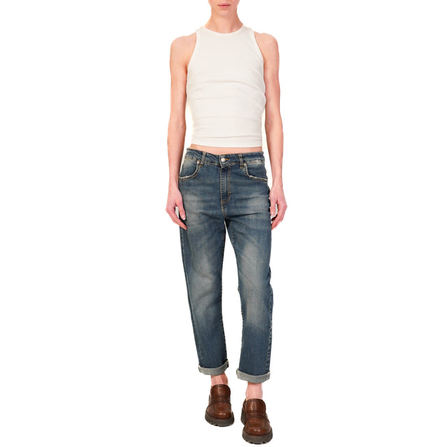 Zeroassoluto- Jeans LISA boyfriend lavaggio tè elasticizzato - denim