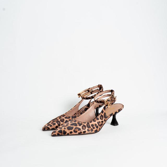 Divine Follie-Slingback animalier con tacco - beige/nero