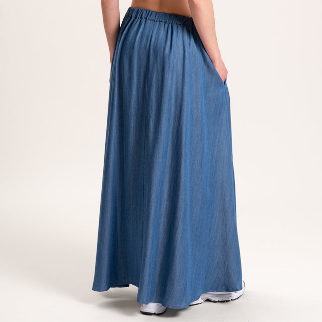 Zeroassoluto-Gonna KAY denim in tencel elastico dietro - denim
