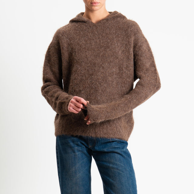 Vicolo-Maglia misto alpaca con cappuccio - moro