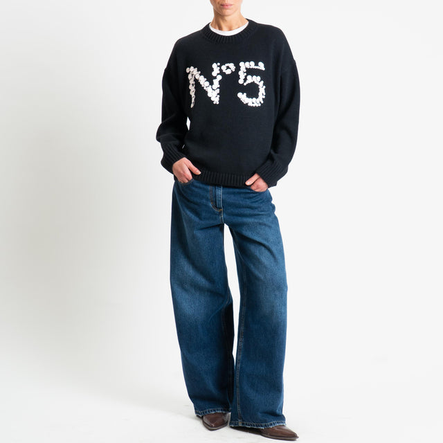 Tensione in-Maglia maxi paillettes n5 - Nero