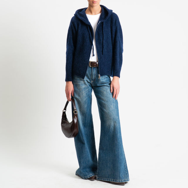 Dixie-Maglia misto lana con cappuccio - blu