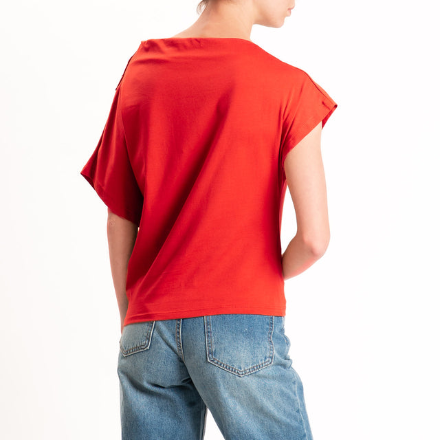 Zeroassoluto-T-shirt asimmetrica jersey elasticizzato - lacca