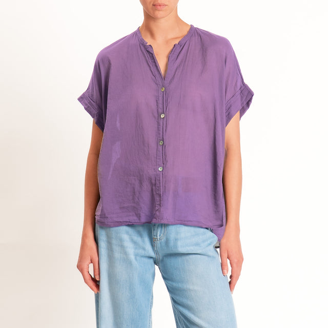 Tensione in-Camicia in mussola manica scesa - viola