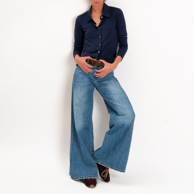 Zeroassoluto-Camicia CARLY in jersey elasticizzato - blu