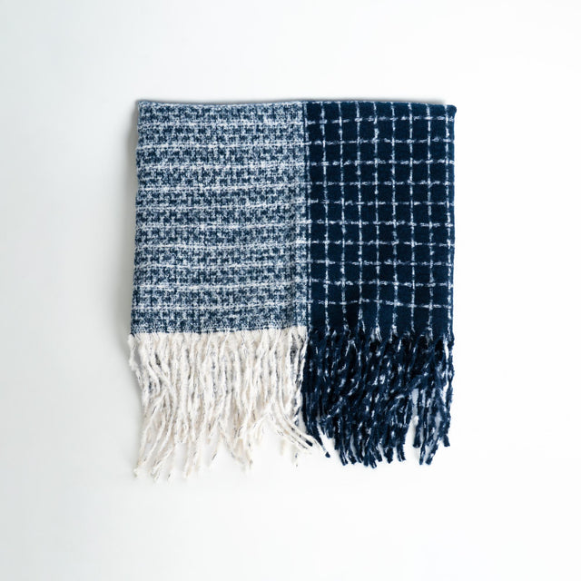 Vicolo-Sciarpa quadri - blu/latte