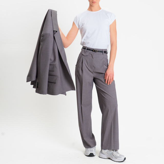 Vicolo-Pantalone palazzo con pinces - grigio medio melange