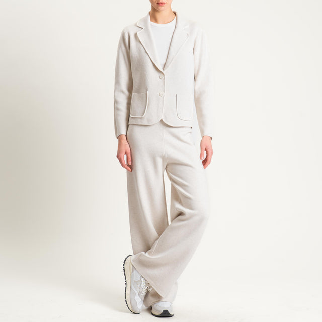 Zeroassoluto-Giacca in maglia con tasche - gesso