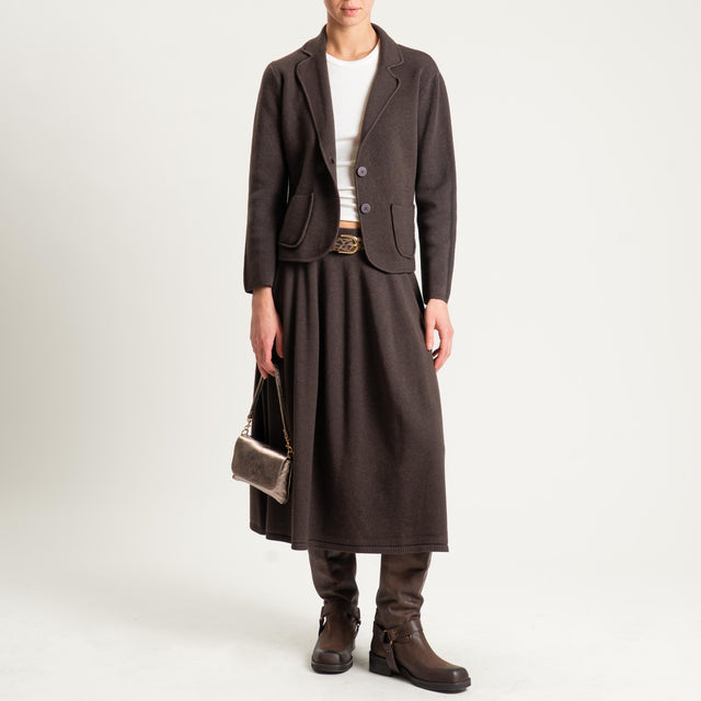 Zeroassoluto-Giacca in maglia con tasche - cioccolato