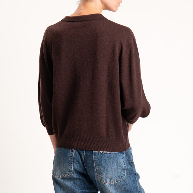 Motel-Maglia 100 % lana collo polo - moro