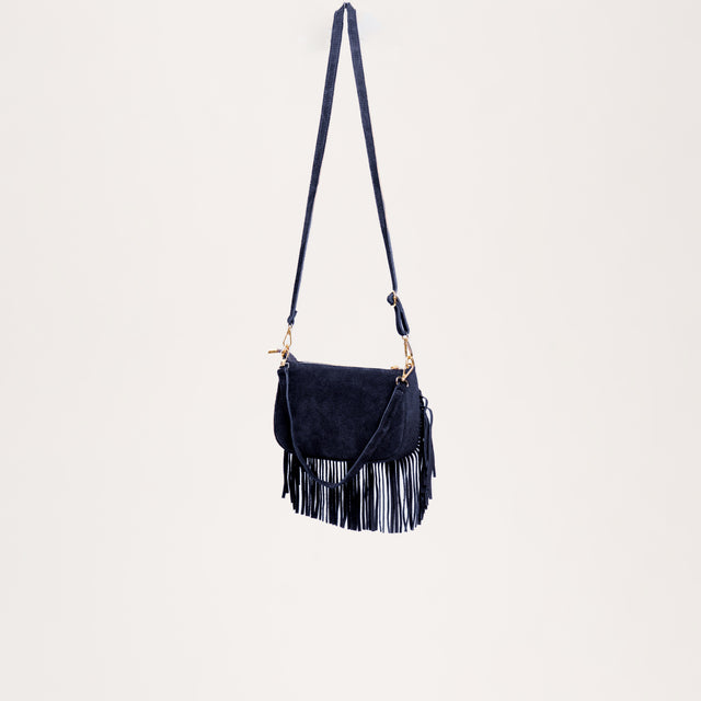 W by Whitemood-Borsa scamosciata con frange - Blu