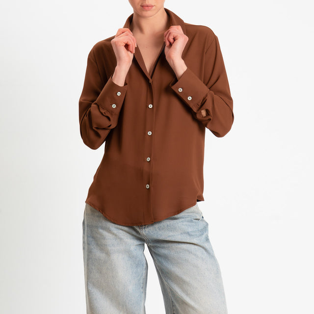 Zeroassoluto-Camicia CLAY MANO SETA - choco
