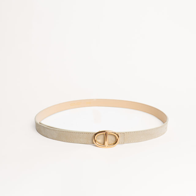 W by Whitemood-Cintura fibbia ovale in pelle scamo - gesso