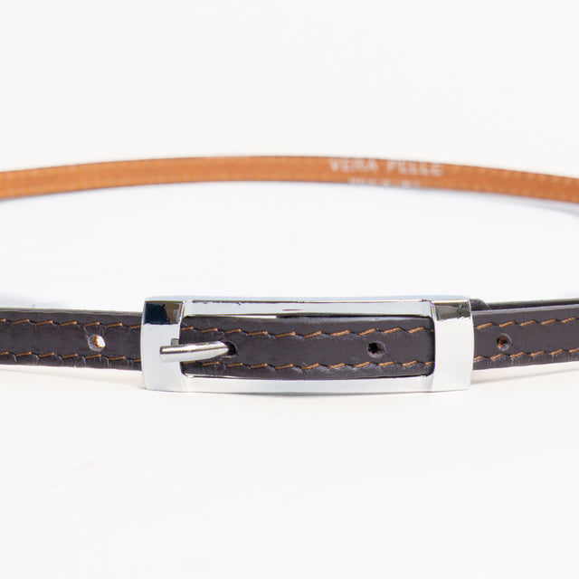 W by Whitemood-Cintura fina genuine leather - moro