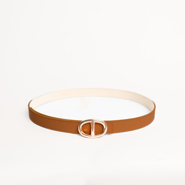 W by Whitemood-Cintura fibbia ovale in pelle - cuoio