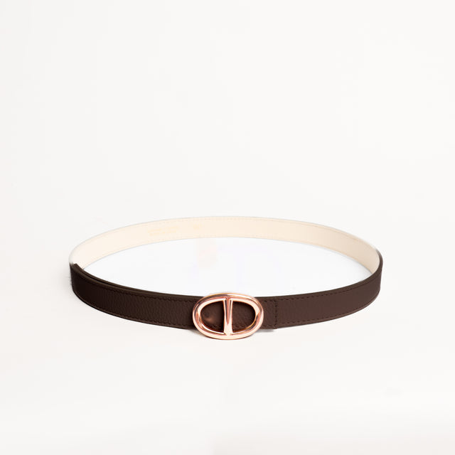 W by Whitemood-Cintura fibbia ovale in pelle - moro