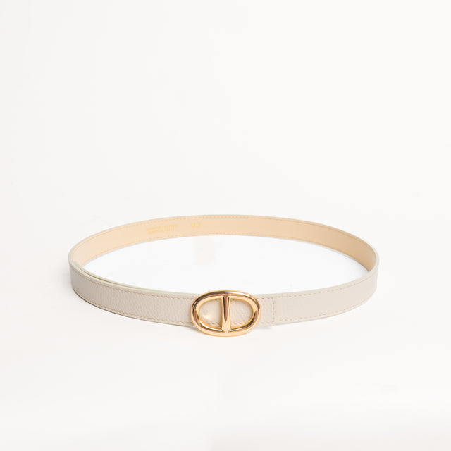 W by Whitemood-Cintura fibbia ovale in pelle - gesso