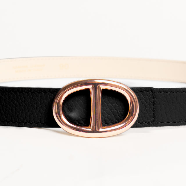 W by Whitemood-Cintura fibbia ovale in pelle - Nero