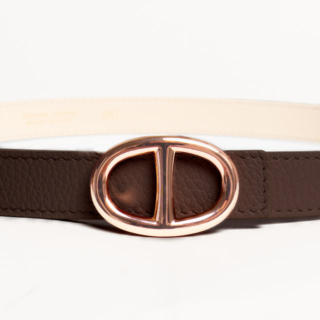 W by Whitemood-Cintura fibbia ovale in pelle - moro