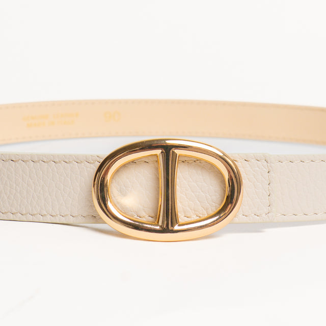 W by Whitemood-Cintura fibbia ovale in pelle - gesso