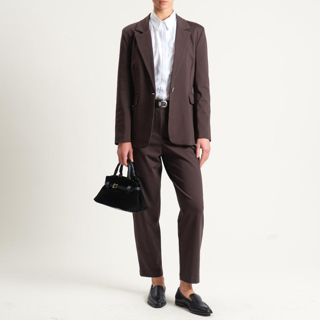 Tensione in-Pantalone punto milano con cintura - moro