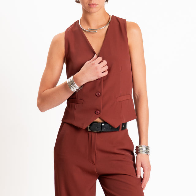 Zeroassoluto-Gilet tessuto fluido - brick