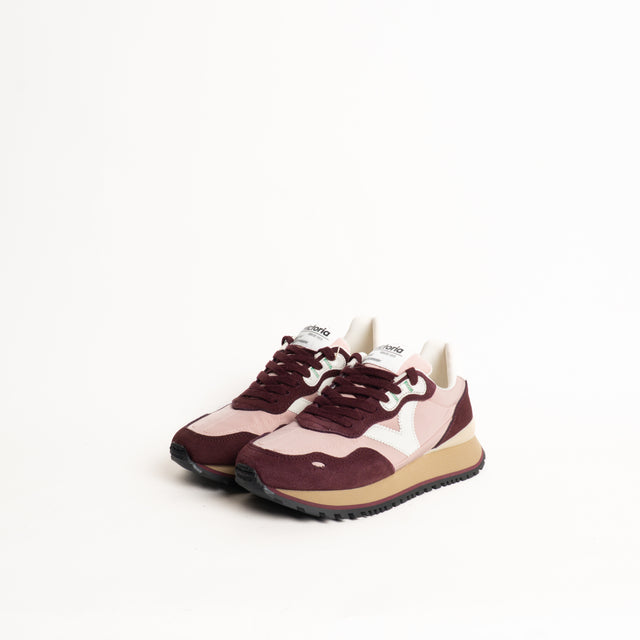 Victoria-Sneakers con inserti in pelle scamosciata - rosa/bordeaux