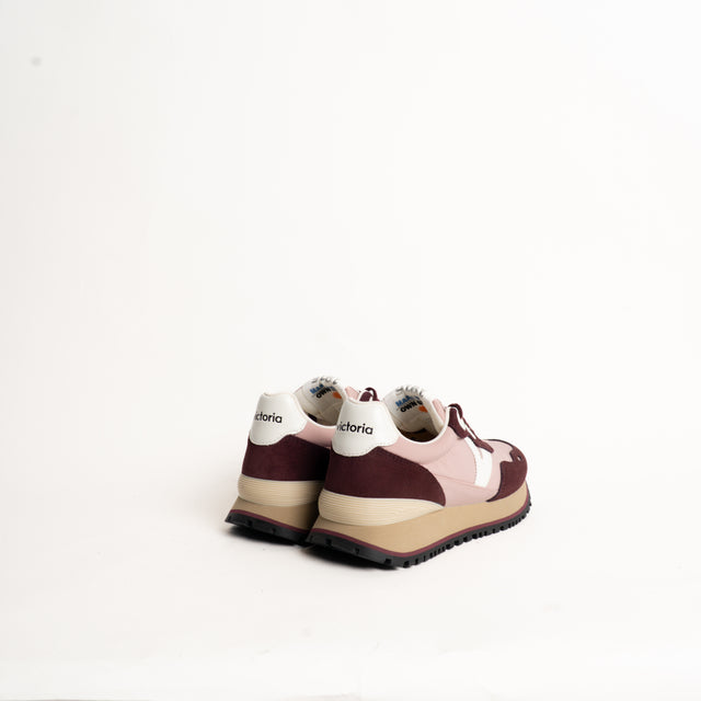 Victoria-Sneakers con inserti in pelle scamosciata - rosa/bordeaux