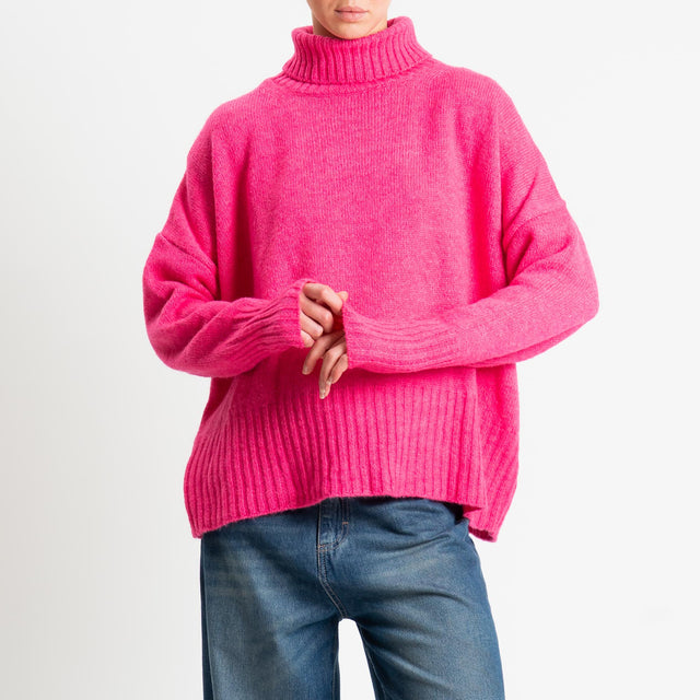 Motel-Maglia collo alto misto lana - fucsia