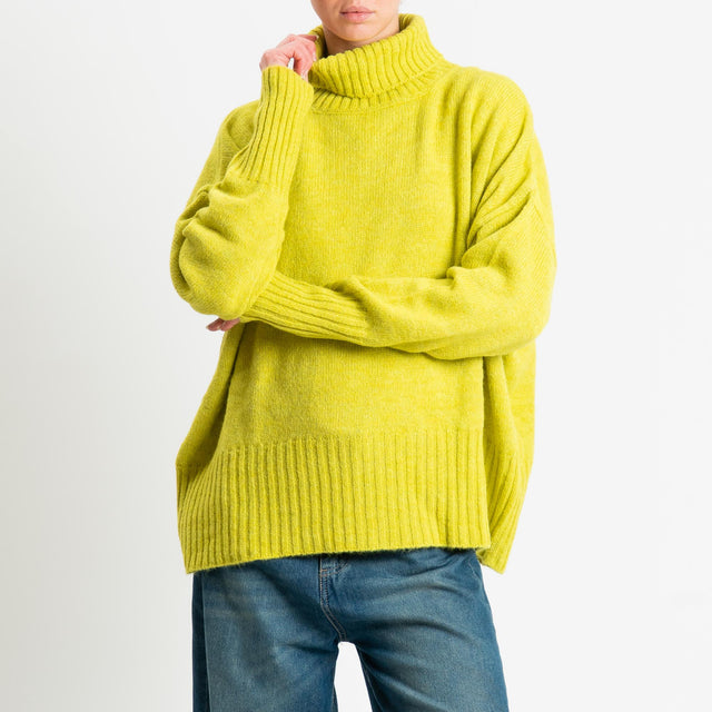 Motel-Maglia collo alto misto lana - lime