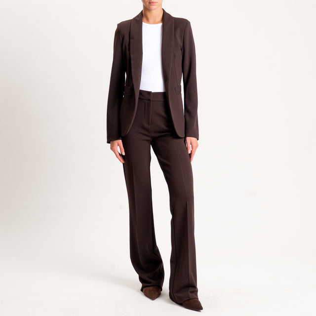 Zeroassoluto-Pantalone bootcut scuba crêpe elasticizzato - moro
